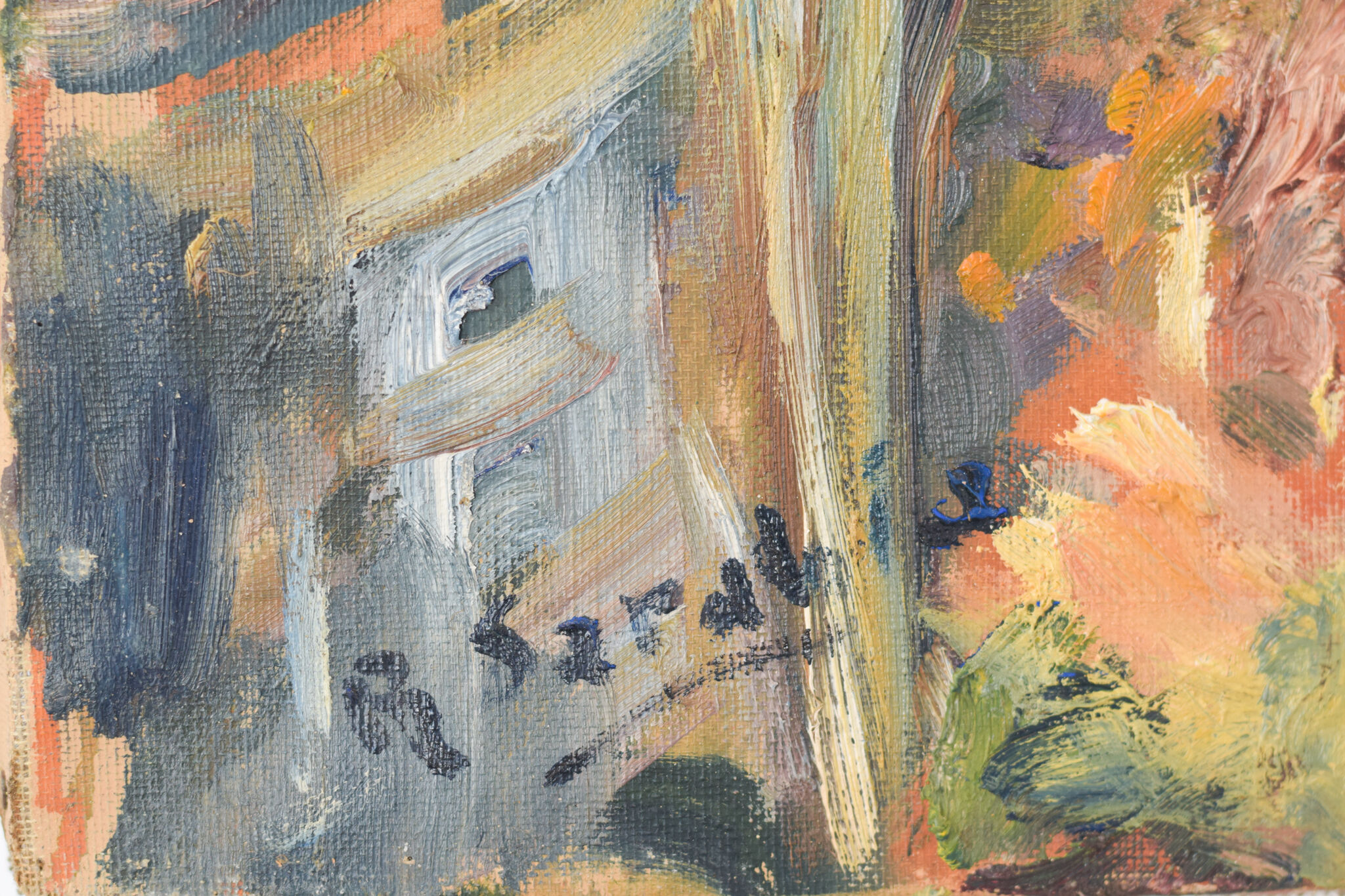 Impressionist seaside landscape with village