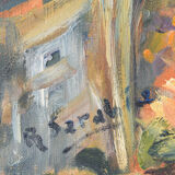 Impressionist seaside landscape with village
