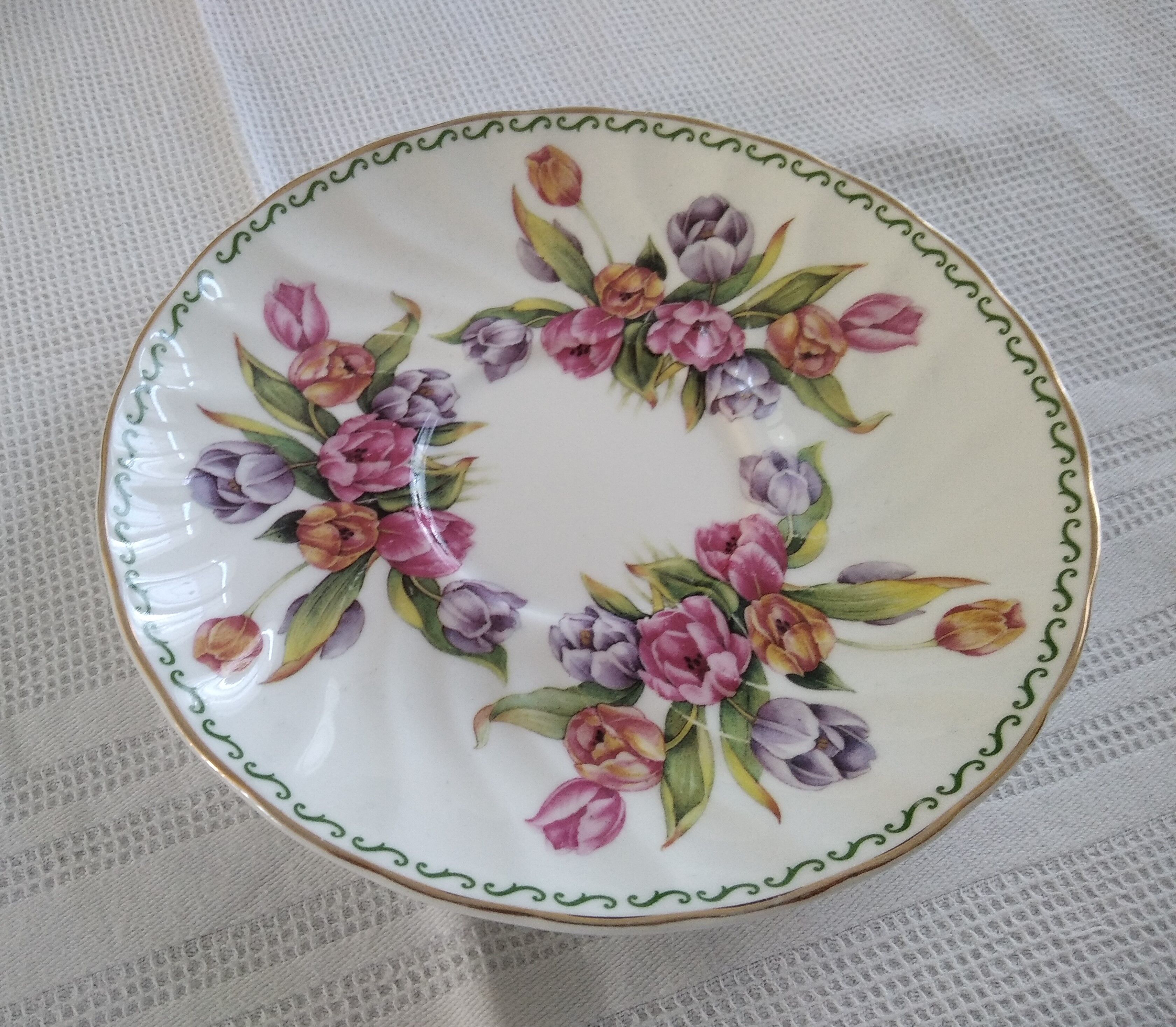 Large April tea cup and Windsor English porcelain saucer