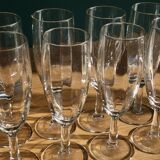 10 flûtes à champagne vintage en verre à facettes