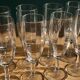 10 vintage champagne flutes in faceted glass