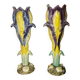 Paire de vases barbotine art nouveau , soliflore , iris
