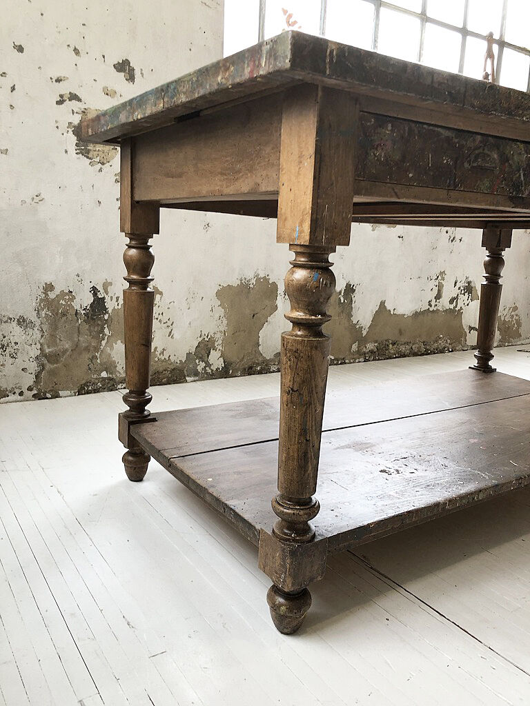Artist studio oak draper table