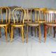 Set of 24 mismatched bistro chairs, curved wood, 1920 to 1955 Thonet...