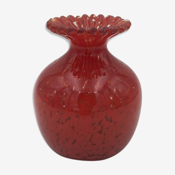 Glass paste ball vase, dark red - 20th century