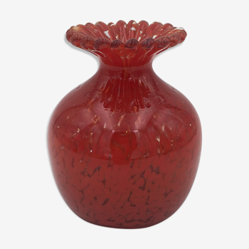 Vase boule en pâte de verre, rouge foncé - XXème siècle