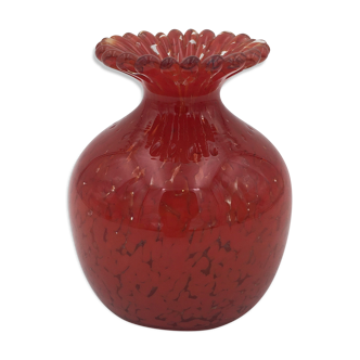Glass paste ball vase, dark red - 20th century