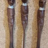 Set of 3 cutlery made of raw exotic wood from Kenya