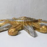 Vintage Gold and Silver Sun Relief Wall Sculpture