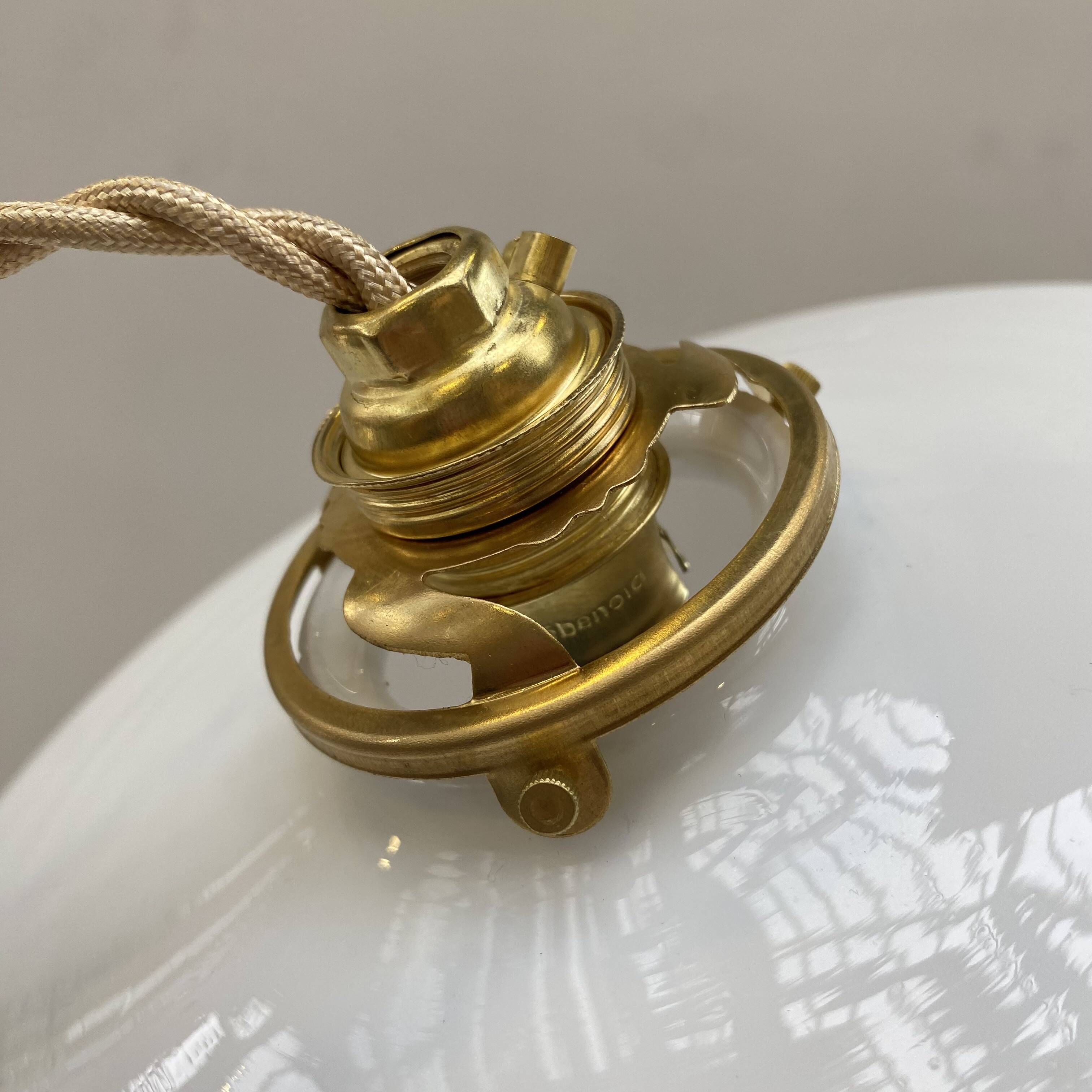 Pair of white opaline pendant lights