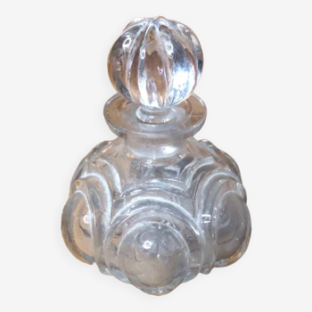 Old crystal perfume bottle + vintage stopper #a421