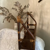 Varnished rattan shelf - vintage