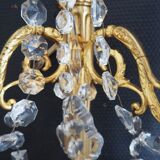 Pair of wall lamps two bronze lights with grapevines and crystal garlands – Louis XV style