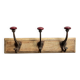Wall hook with three hooks in wood, wrought iron, porcelain balls