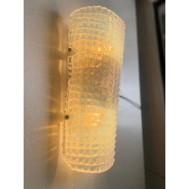 Set of Two "Crocodile" Opalino Murano Glass Wall Sconces