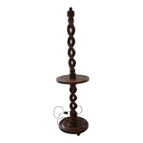 Vintage twisted turned wooden lamp base with shelf.