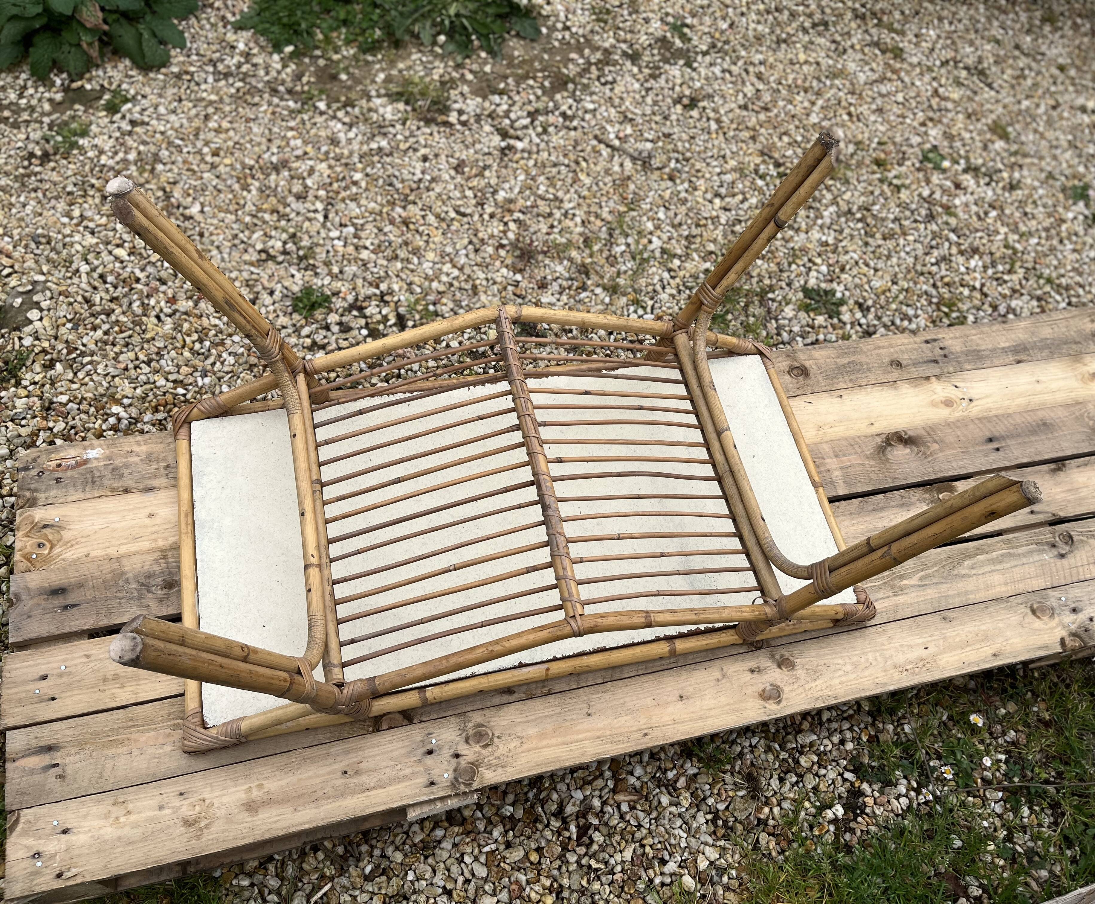 Rattan and bamboo coffee table