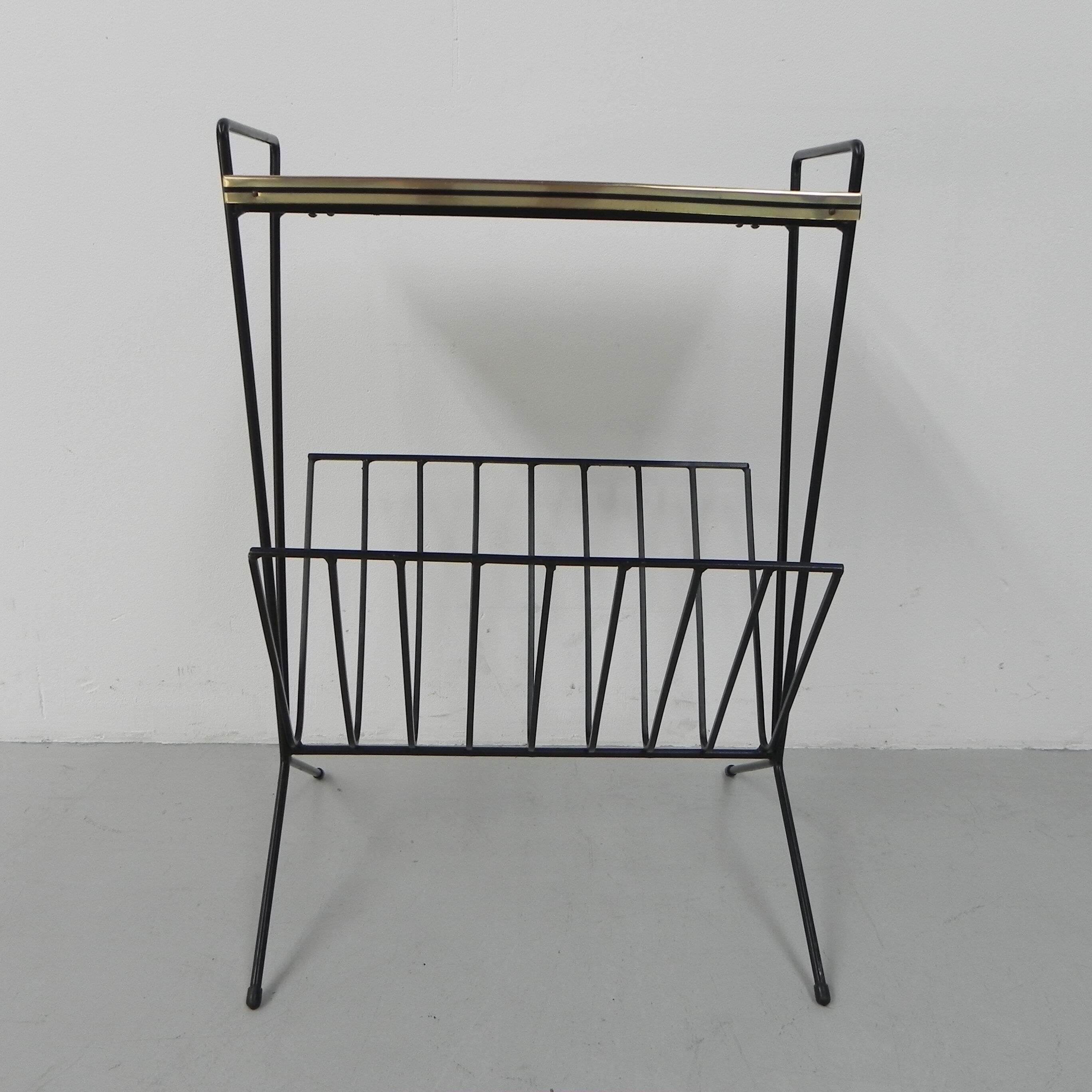 Vintage tile table with newspaper tray