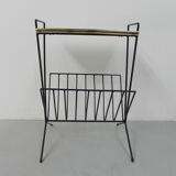 Vintage tile table with newspaper tray