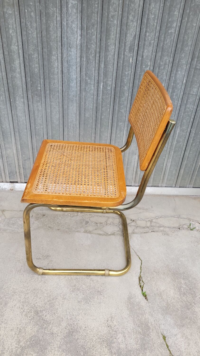 Marcel Breuer chair in cane model B32 vintage gold color