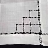 8 Linen napkins with openwork and monogram, size 51 x 57 cm