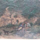 19th century oil painting on canvas, countryside landscape dated and signed