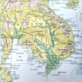Vintage map Indochina Asia Thailand 43x43cm from 1950