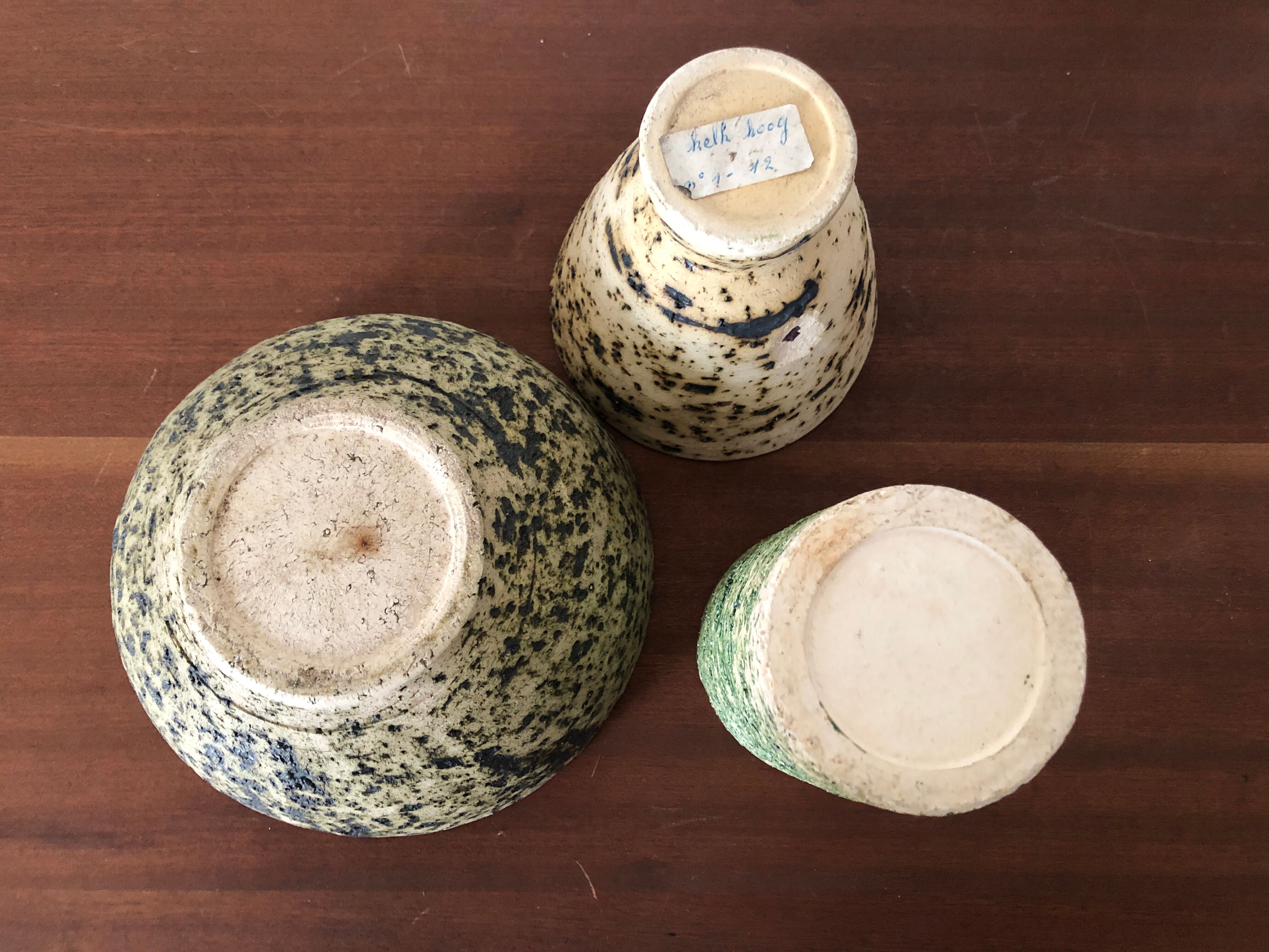 Set of 3 modernist ceramics Holland 1960