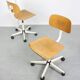 Vintage White & Wooden Swivel Office Chair, 70s