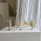 Lot de 5 verres vintage à motif de fruits