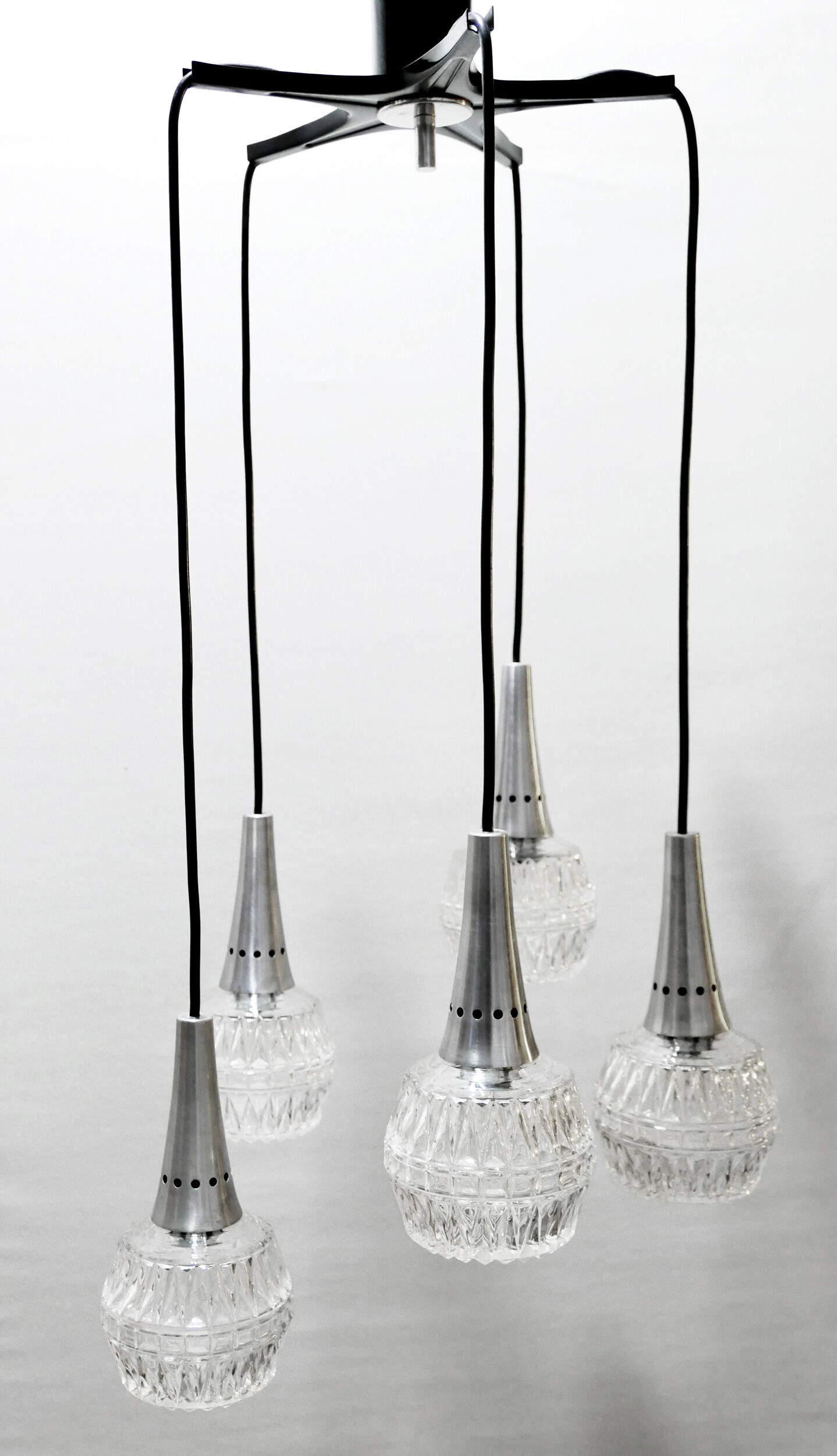 Chandelier suspension waterfall 5 globes Philips 1960-70