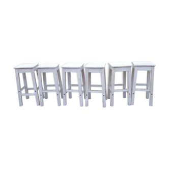 Set of 6 wooden stools