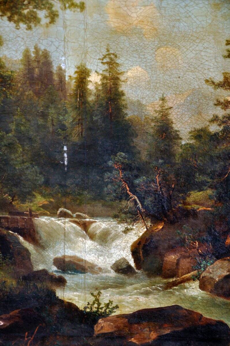 Oil on canvas, mountain landscape, mid-19th century