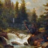 Oil on canvas, mountain landscape, mid-19th century