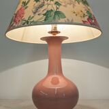 Charolles faience lamp in pink by Jacques Molin, France circa 1970.