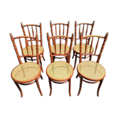 Set of 6 Fischel chairs in cane wood