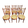 Set of 6 Fischel canned wooden chairs