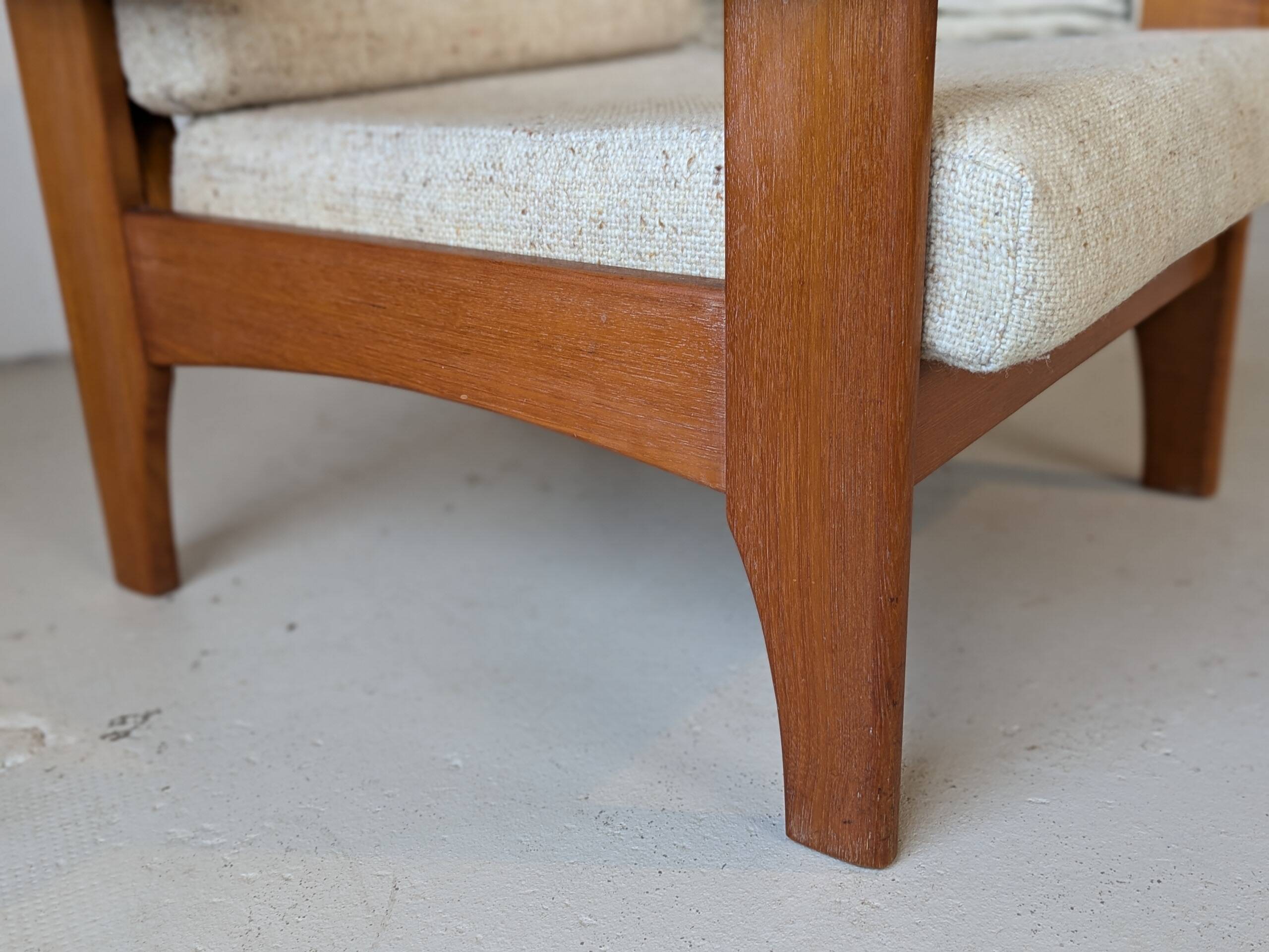 Teak and wool armchair