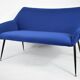 Canapé vintage deux places, république démocratique allemande, 1960, bleu marine, velours