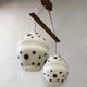 Vintage 1960s Czech Double Pendant Light with Black & White Opaline Glass