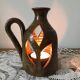 Brown stoneware tealight holder with handle