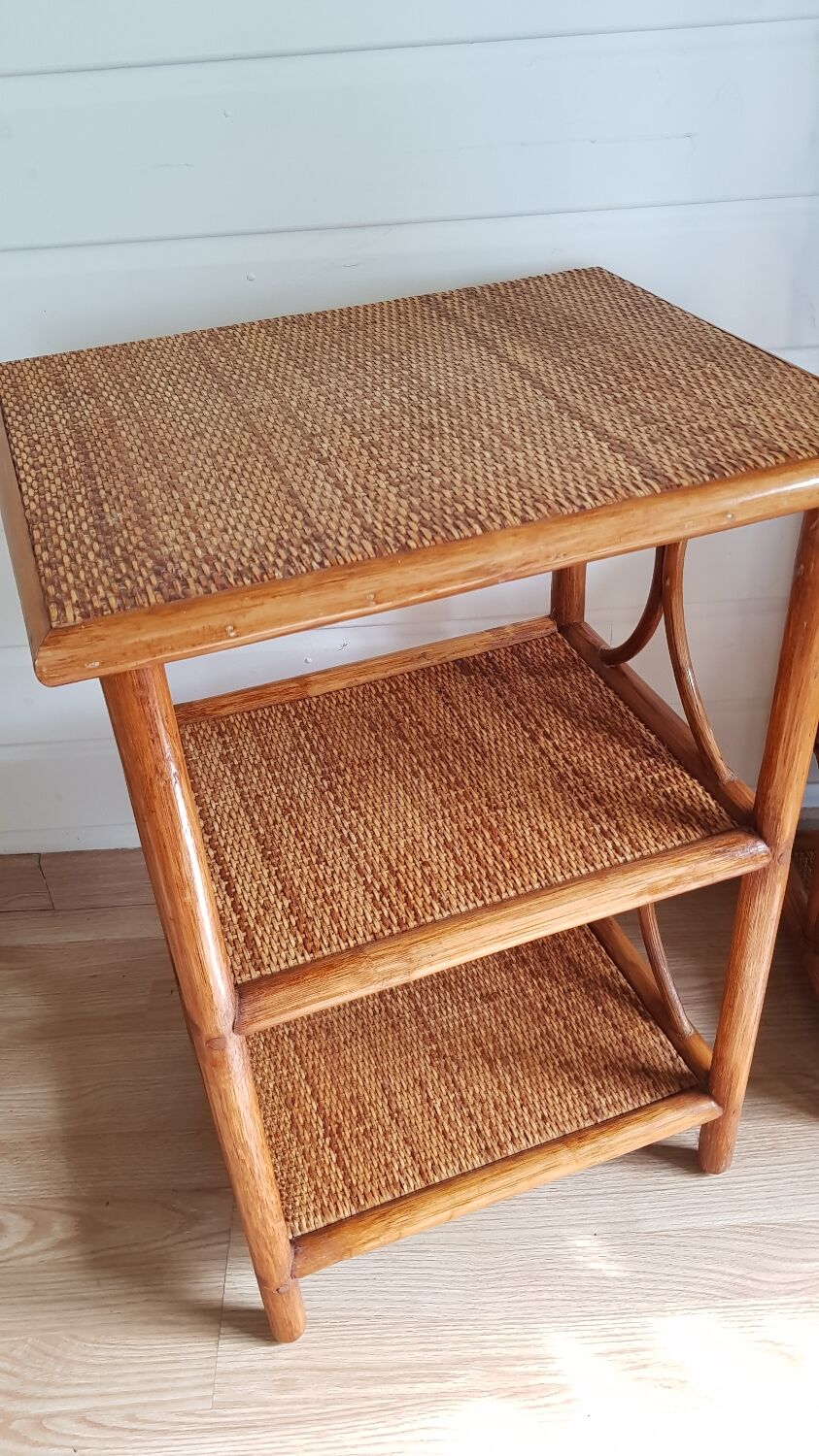 Rattan bedside table bookcase