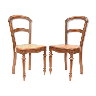 Paire de chaises cannées