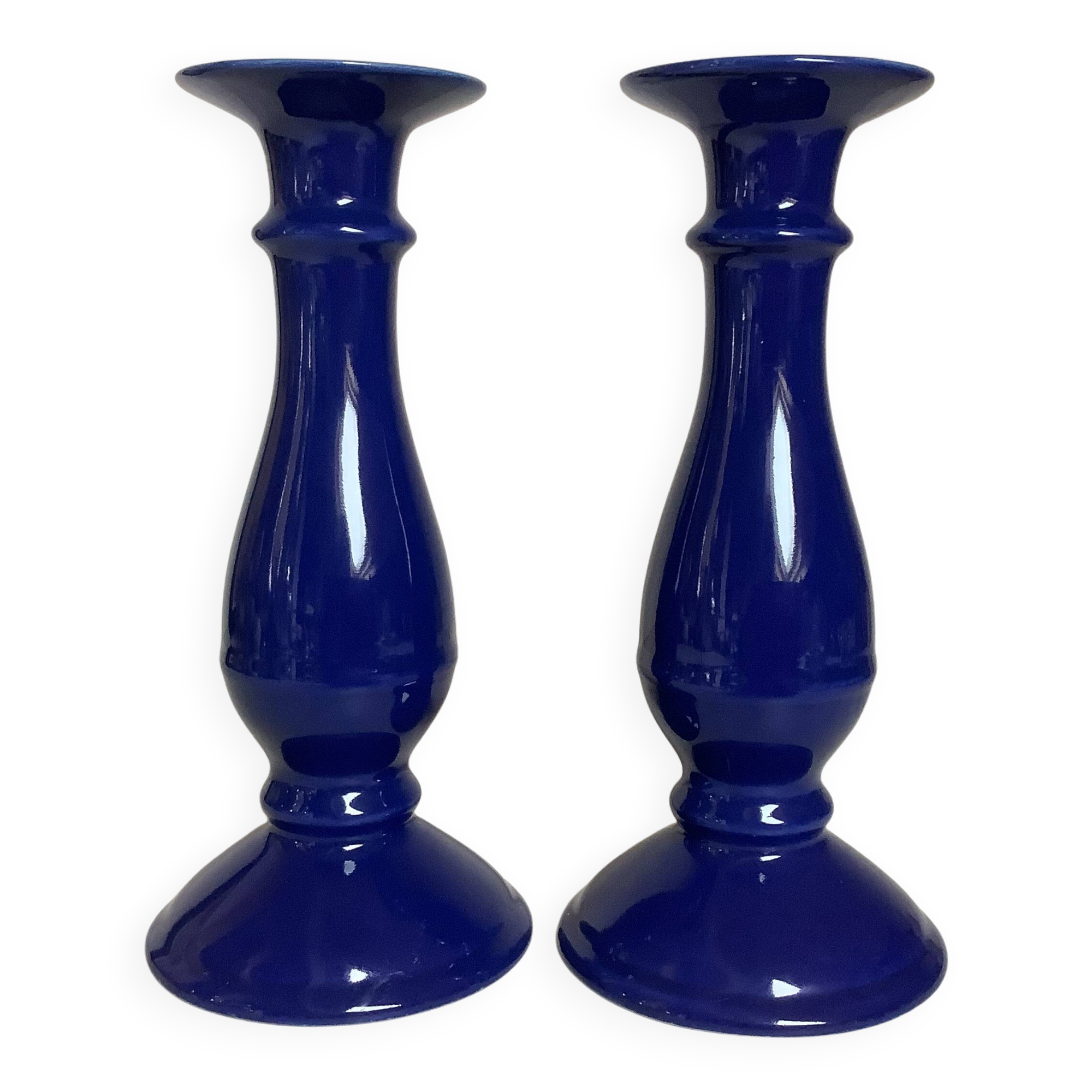 Pair of midnight blue candlesticks