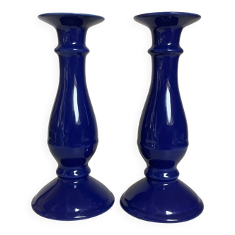 Pair of midnight blue candlesticks