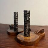 Pair of duo candlesticks wooden cellar rat candlesticks