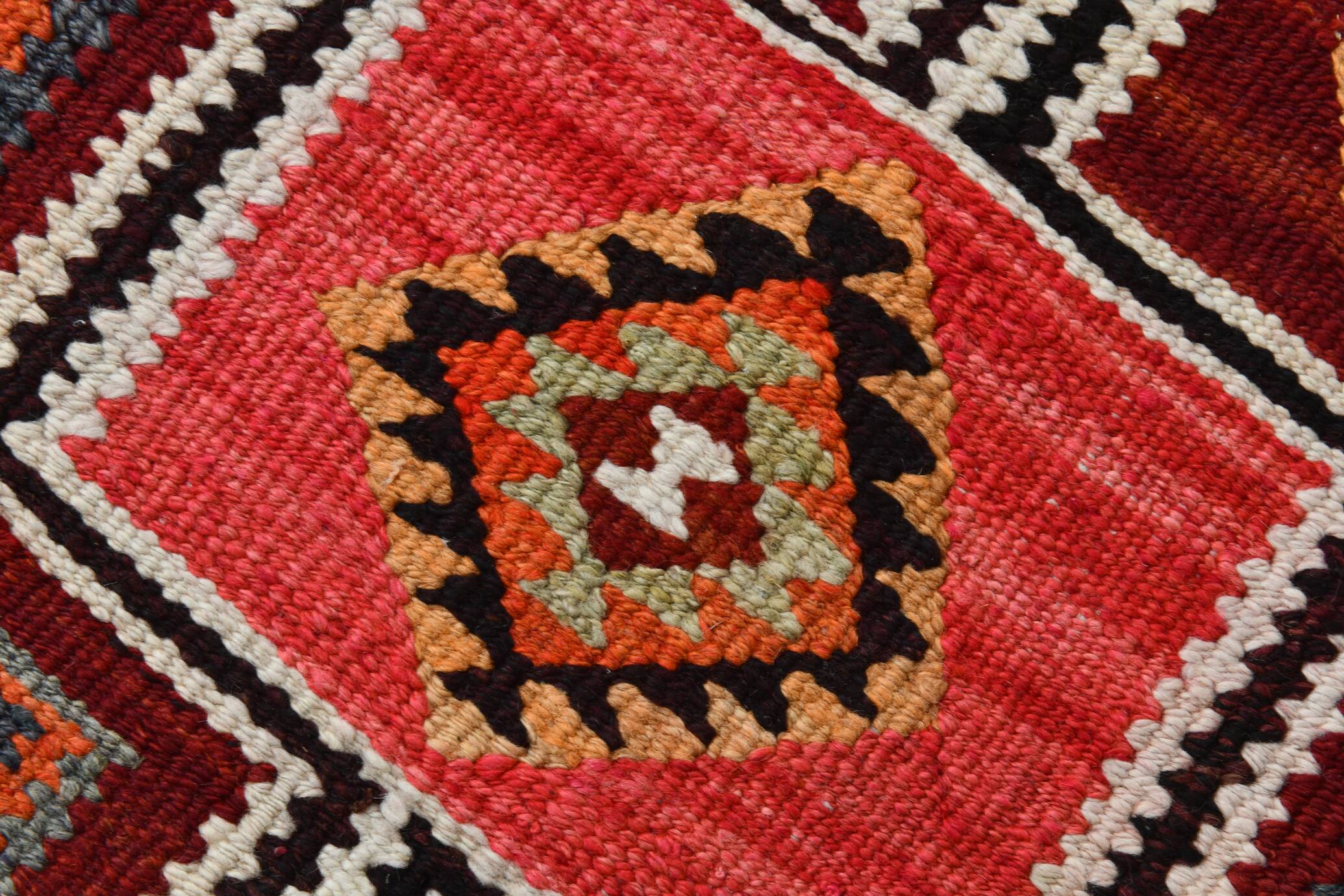 4x11 Kilim Long Wide Dark Red Handwoven Vintage Kilim Runner Rug, 104x317