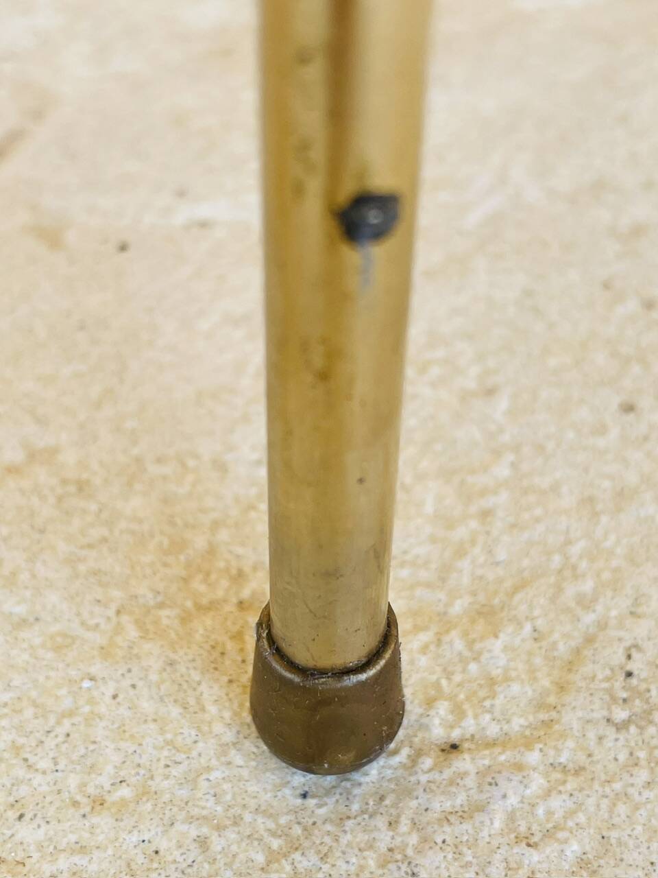 Vintage side table, 2 wooden and brass shelves, circa 1960s