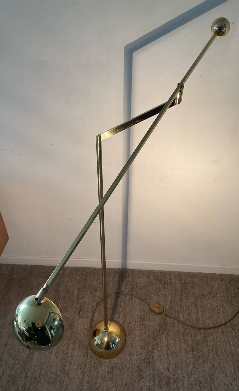 Vintage brass counterweight floor lamp