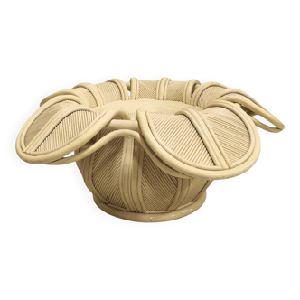 Round rattan coffee table, plant shape, 1980.